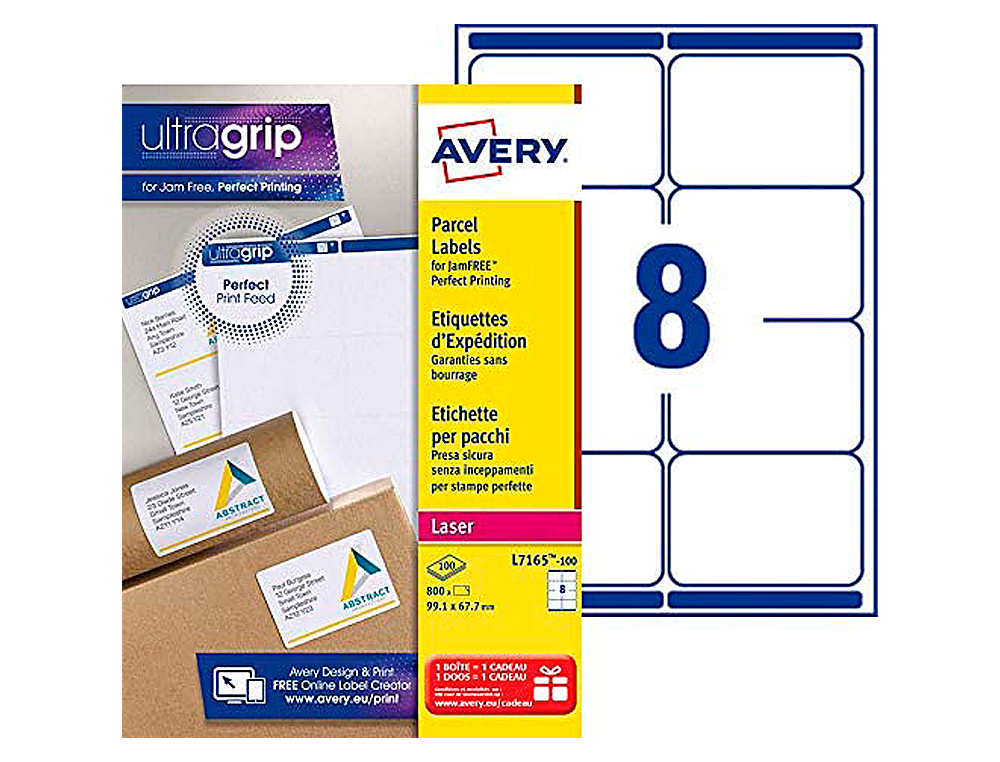 TIQUETTE ADHSIVE AVERY LASER COLOGIQUE ENVELOPPES GRAND FORMAT 99.1X67.7MM BOTE 800 UNITS