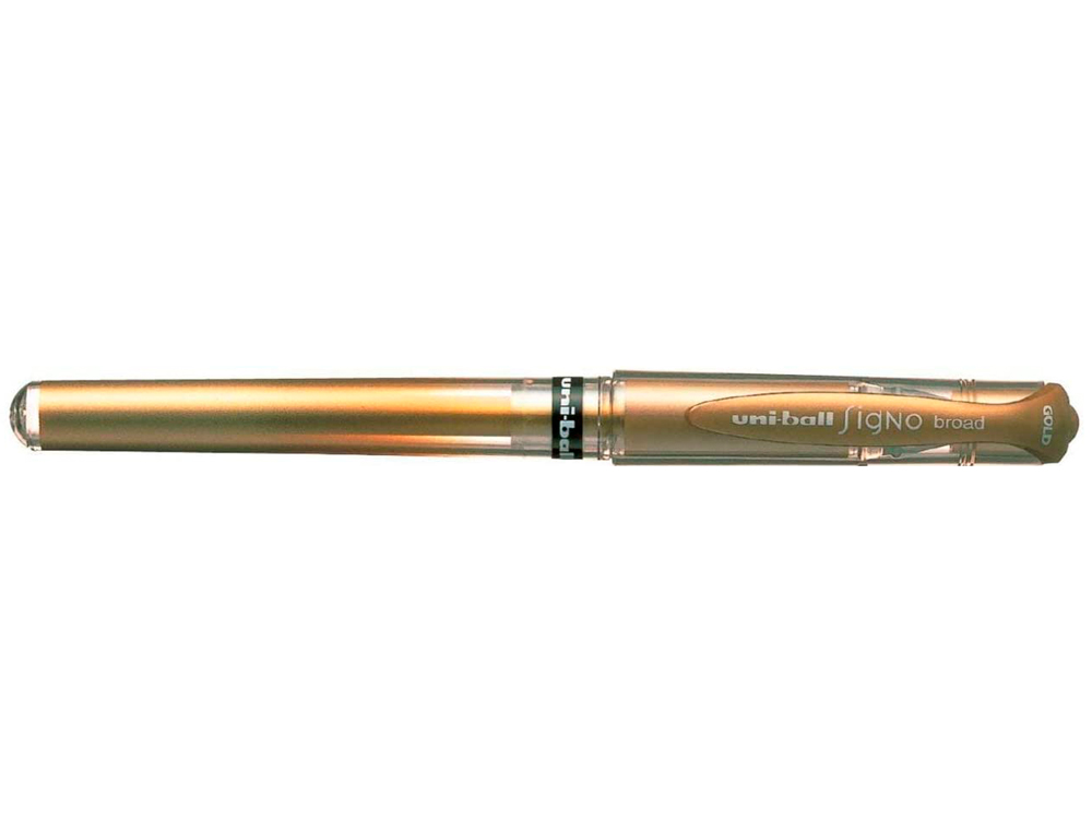 STYLO-BILLE UNIBALL SIGNO BROAD CRITURE LARGE 0.8MM POINTE 1MM GRIP CAOUTCHOUC ENCRE GEL RSISTANTE EAU LUMIRE OR