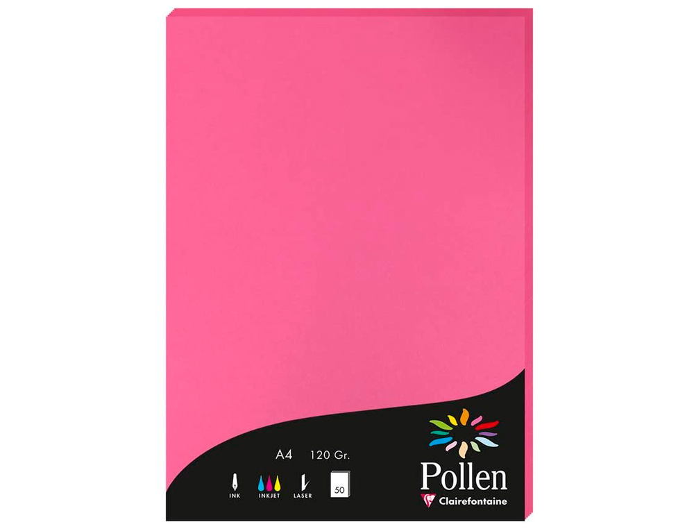 PAPIER CORRESPONDANCE CLAIREFONTAINE COULEURS POLLEN 120G/M2 A4 210X297MM COLORIS ROSE FUCHSIA TUI 50 FEUILLES
