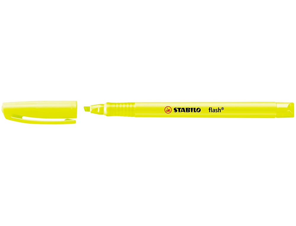 SURLIGNEUR STABILO FLASH TRAC 1/3.5MM POINTE BISEAUTE AGRAFE FORMAT STYLO COULEUR JAUNE