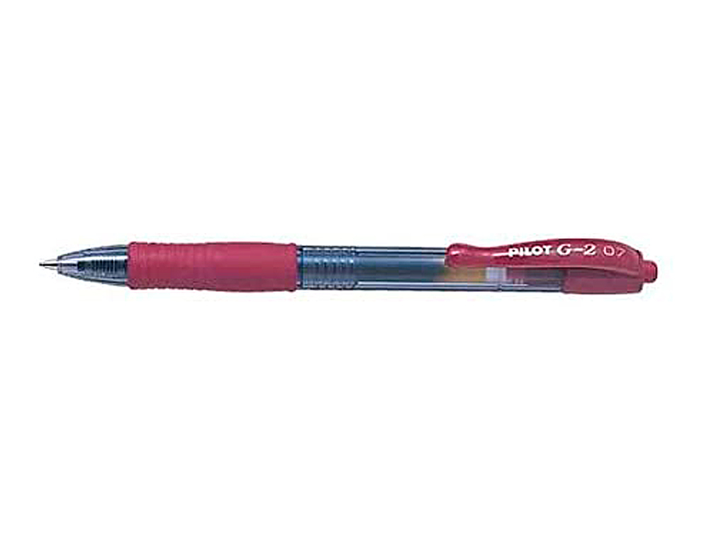 ROLLER PILOT G2 7 FUN ECRITURE MOYENNE 0.4MM ENCRE GEL RETRACTABLE CORPS TRANSLUCIDE GRIP CAOUTCHOUC COULEUR BORDEAUX