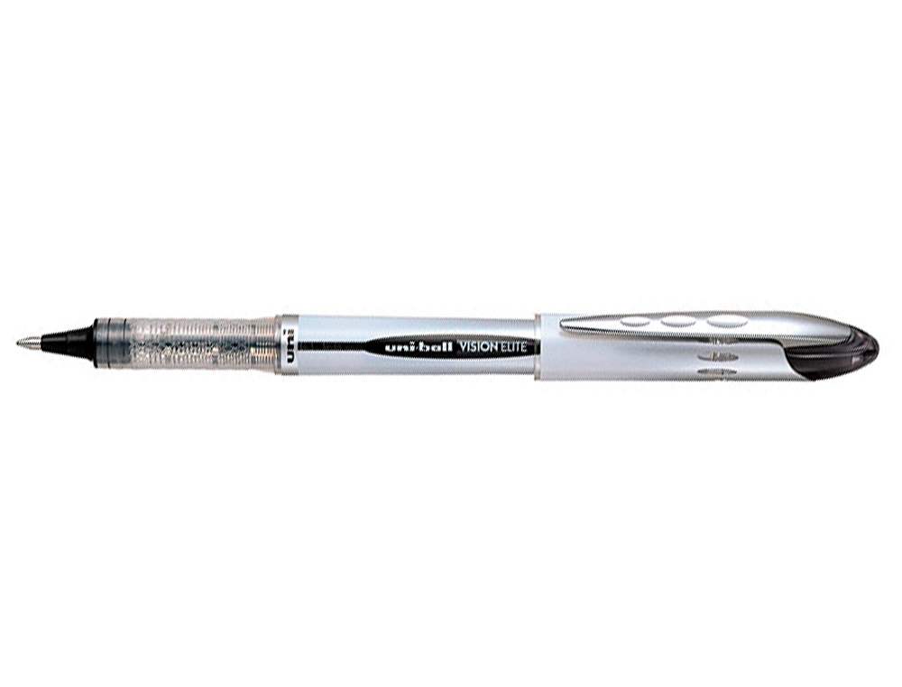 ROLLER UNIBALL UB-200 VISION LITE CRITURE MOYENNE 0.5MM CORPS LUXE GRIS ENCRE LIQUIDE VISIBLE RECHARGEABLE BLEU/NOIR
