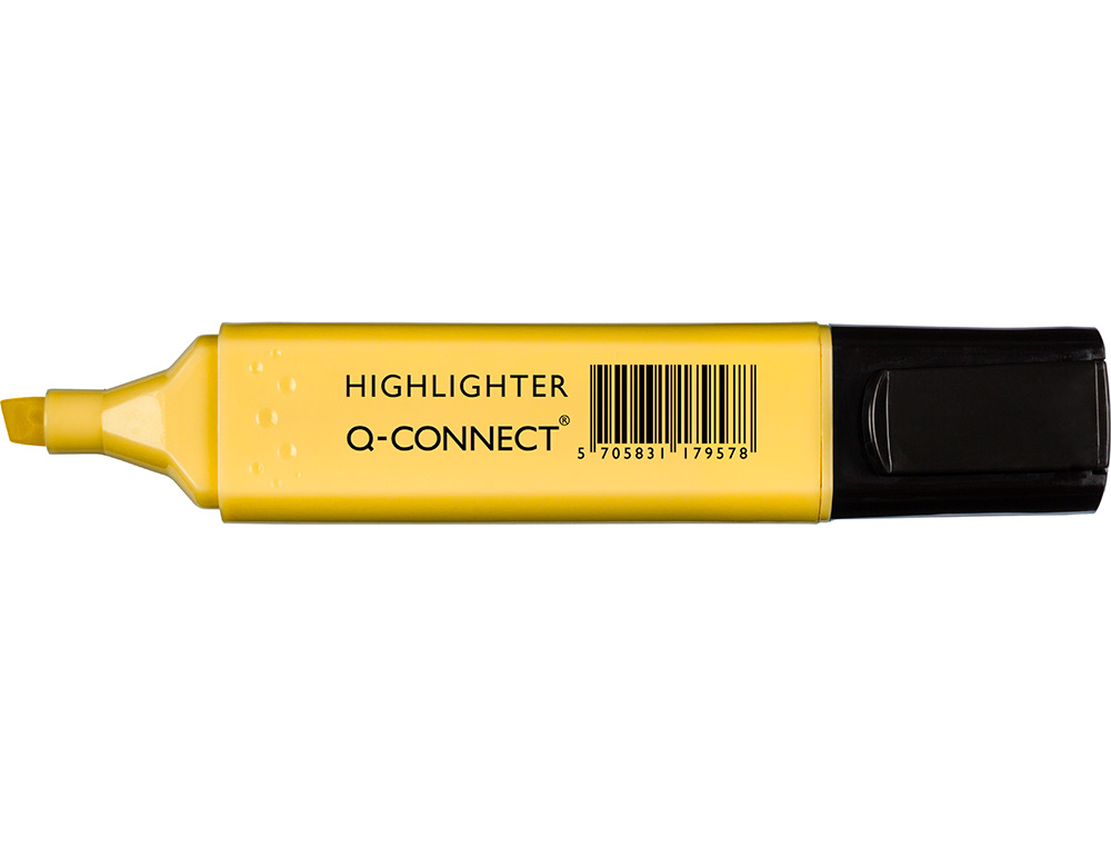 SURLIGNEUR Q-CONNECT PASTEL TRACÉ 2/5MM POINTE BISEAUTÉE POCHETTE 6 UNITÉS COLORIS JAUNE ROSE ORANGE VERT BLEU VIOLET