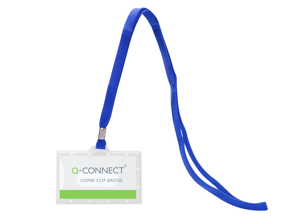 BADGE Q-CONNECT LACET PLASTIQUE RIGIDE CONGRS FOIRES ENTREPRISES INTRIEUR CARTE BLANCHE CORDON  94X60 MM