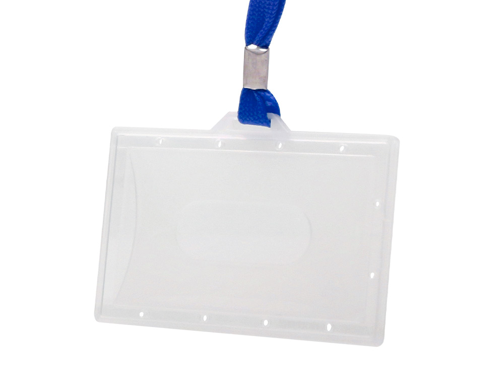 BADGE Q-CONNECT LACET PLASTIQUE RIGIDE CONGRS FOIRES ENTREPRISES INTRIEUR CARTE BLANCHE CORDON  94X60 MM