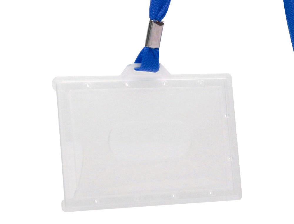 BADGE Q-CONNECT LACET PLASTIQUE RIGIDE CONGRS FOIRES ENTREPRISES INTRIEUR CARTE BLANCHE CORDON  94X60 MM