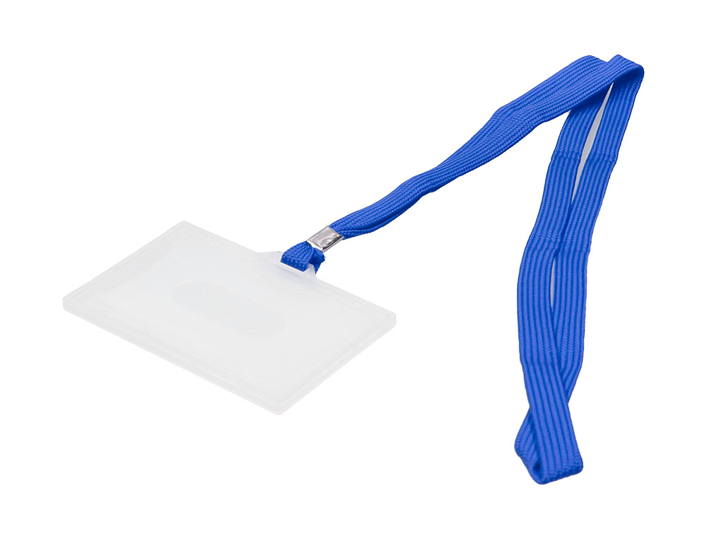 BADGE Q-CONNECT LACET PLASTIQUE RIGIDE CONGRS FOIRES ENTREPRISES INTRIEUR CARTE BLANCHE CORDON  94X60 MM