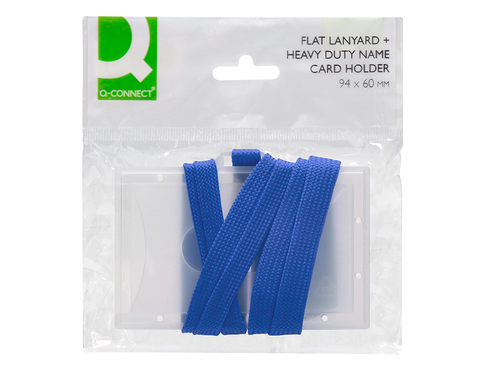 BADGE Q-CONNECT LACET PLASTIQUE RIGIDE CONGRS FOIRES ENTREPRISES INTRIEUR CARTE BLANCHE CORDON  94X60 MM