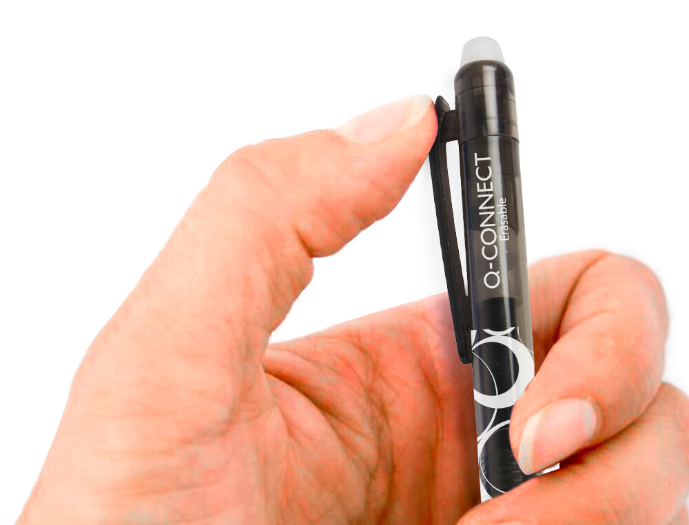 ROLLER Q-CONNECT CRITURE MOYENNE 0.7MM ENCRE EFFAABLE GRIP PRHENSION GOMME SERTIE COLORIS NOIR