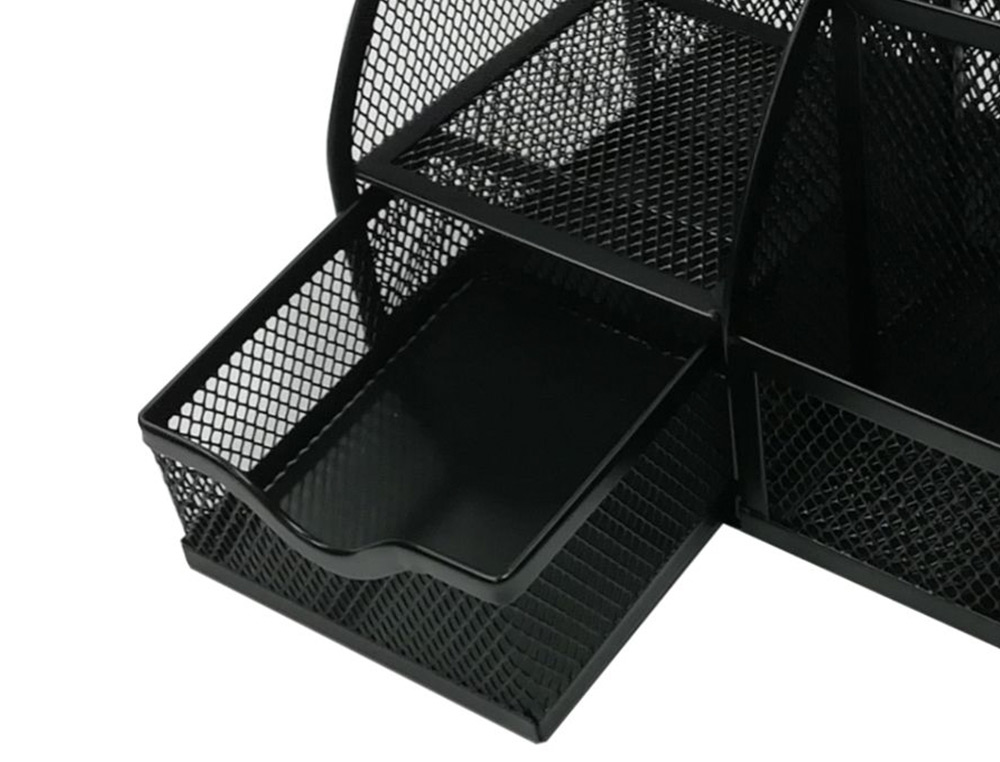 ORGANISEUR BUREAU Q-CONNECT MAILLE MTALLIQUE 5 COMPARTIMENTS ET 1 TIROIR 220X140X130MM COLORIS NOIR