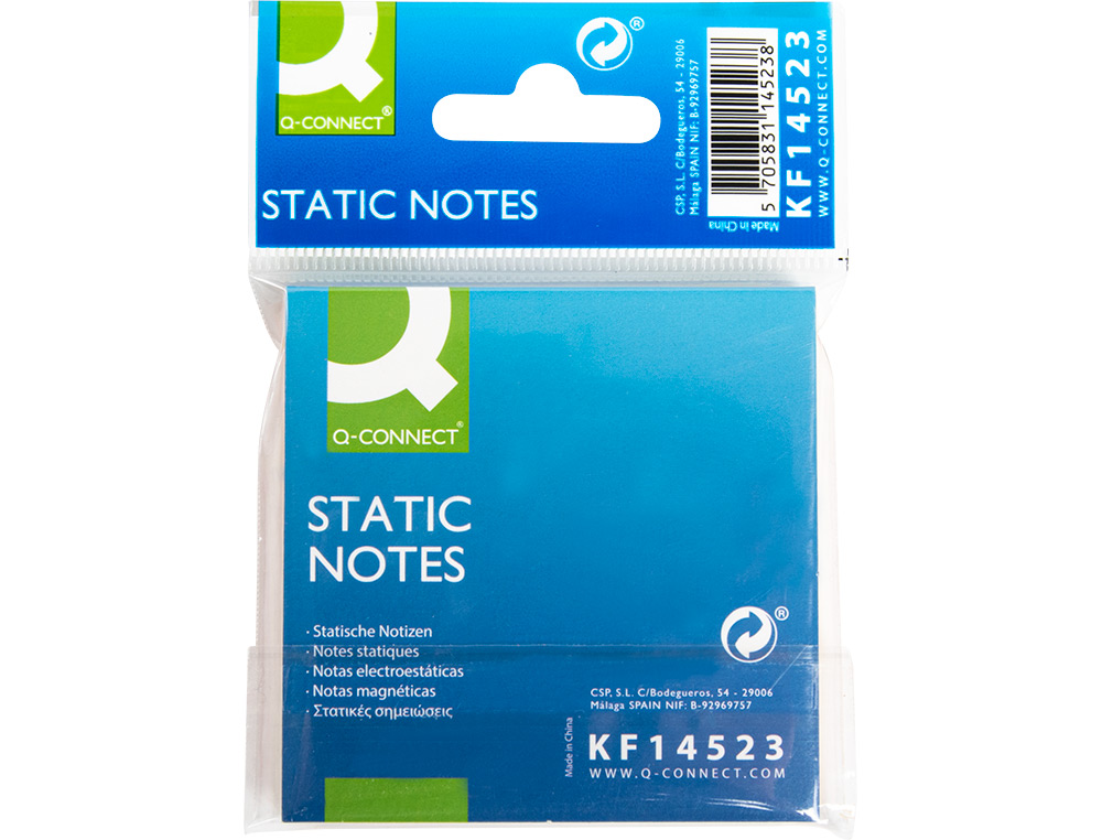 BLOC NOTES Q-CONNECT QUICK NOTES 70X70MM 100F ELECTRO    STATIQUES REPOSITIONABLES     COLORIS NEON