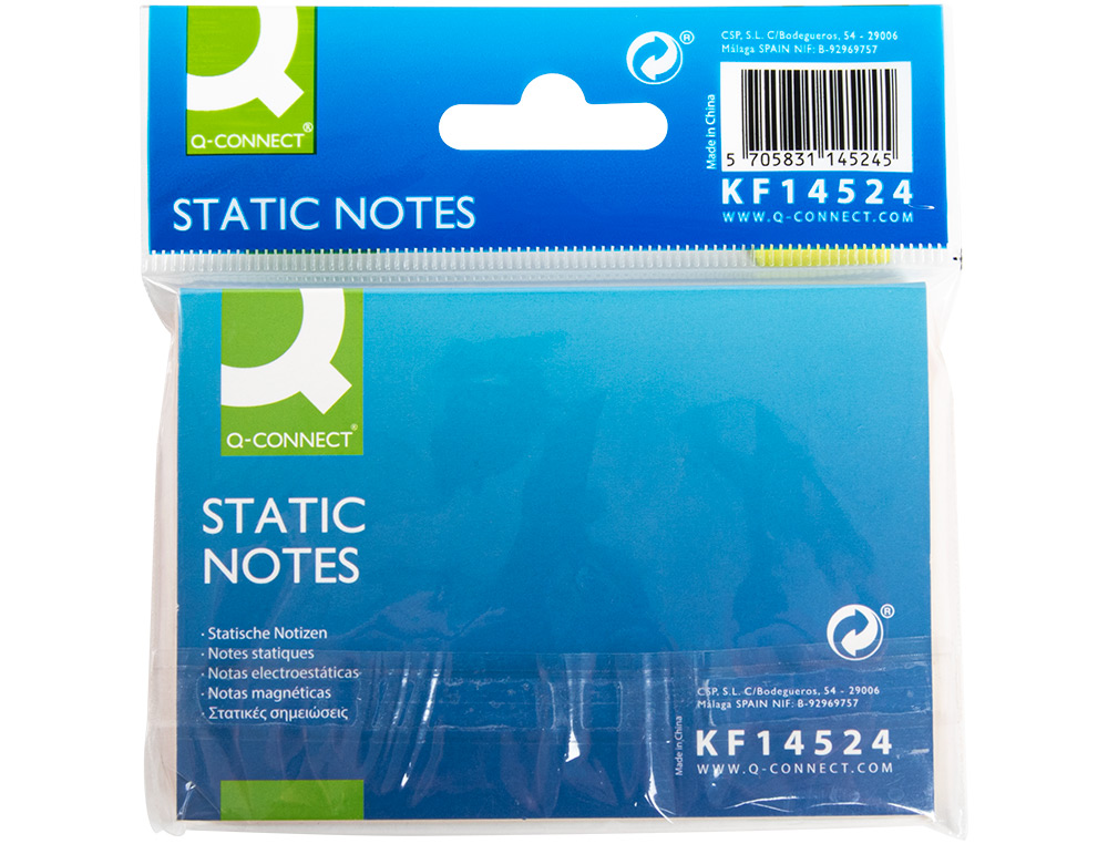 BLOC NOTES Q-CONNECT QUICK NOTES 70X100MM 100F ELECTO    STATIQUES REPOSITIONABLES     COLORIS NEON