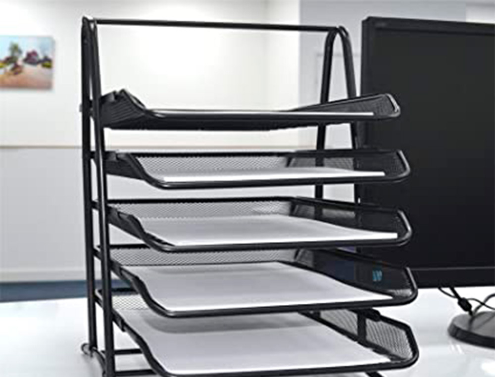 CORBEILLES COURRIER Q-CONNECT MAILLE METALLIQUE DOCUMENTS A4 350X275X375 MM COLORIS NOIR - SET 5 UN