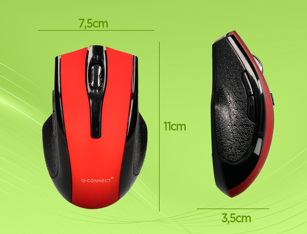 SOURIS Q-CONNECT SANS FIL OPTIQUE 1000DPI RECEPTEUR USB 2,4GHZ COLORIS ROUGE