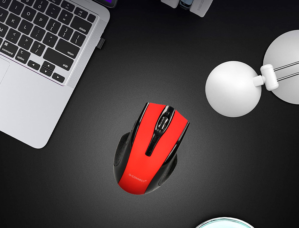 SOURIS Q-CONNECT SANS FIL OPTIQUE 1000DPI RECEPTEUR USB 2,4GHZ COLORIS ROUGE