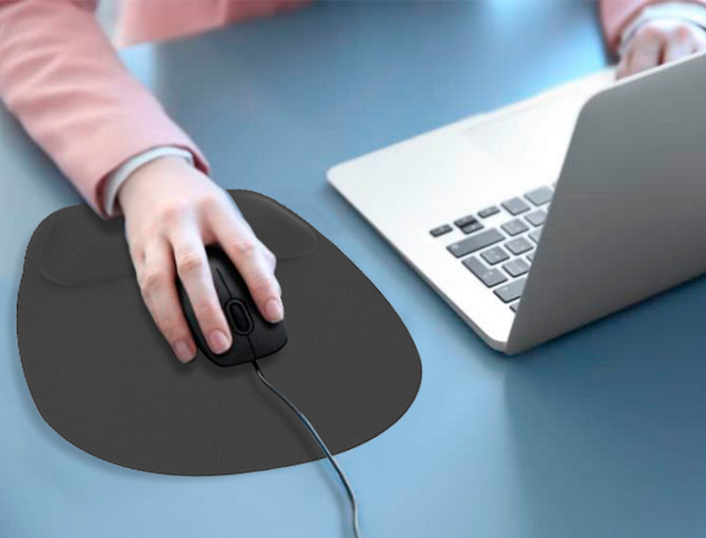 TAPIS SOURIS Q-CONNECT REPOSE-POIGNET ERGONOMIQUE MOUSSE GRAND CONFORT FACILEMENT NETTOYABLE COLORIS NOIR