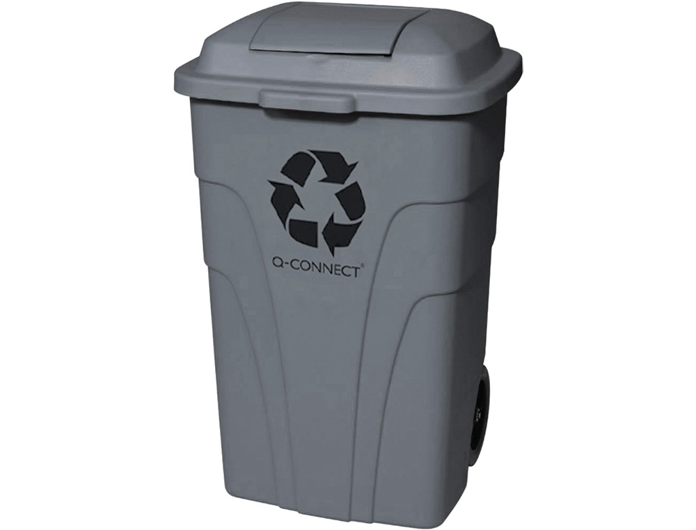 POUBELLE CONTENEUR Q-CONNECT PLASTIQUE AVEC COUVERCLE      CAPACITE 240L COLORIS GRIS    DIM. 1040X610X610MM AVEC