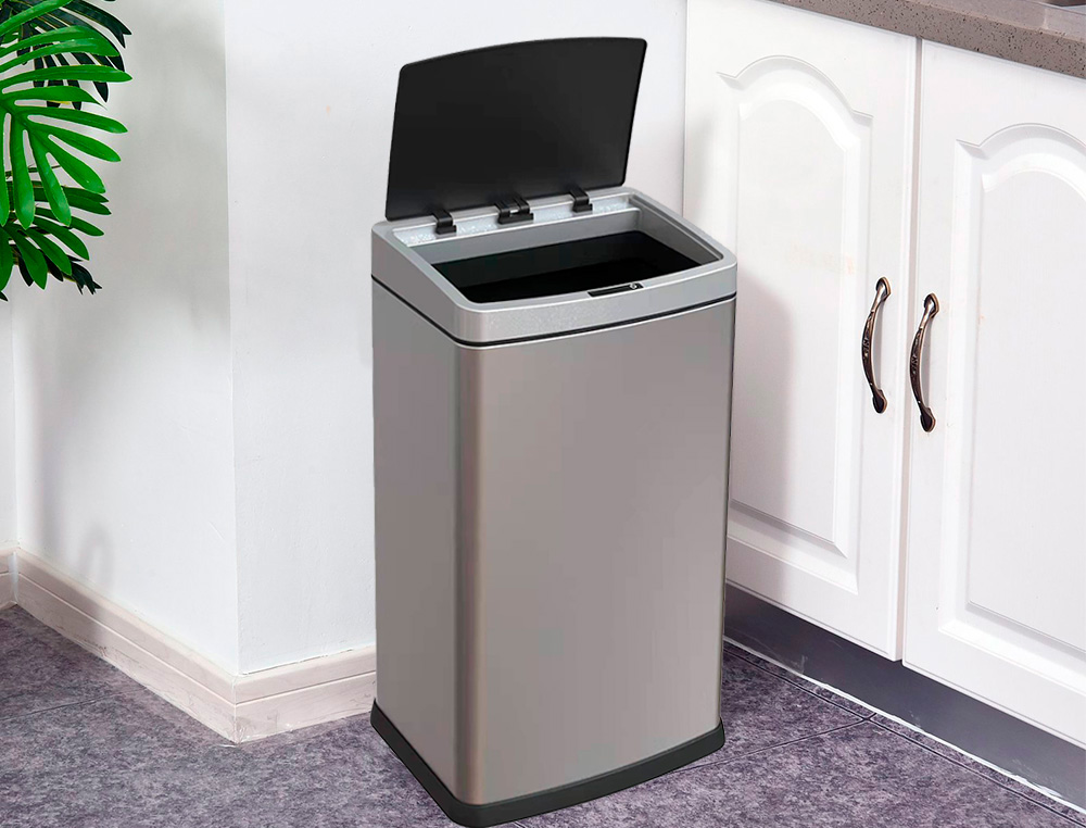 POUBELLE Q-CONNECT METALLIQUE OUVERTURE AUTOMATIQUE         CAPACITE 60L