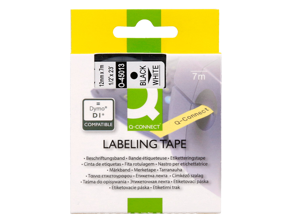 RUBAN TITREUSE Q-CONNECT 1000 NOIR-BLANC 12MM X 7MT D1      0-45013