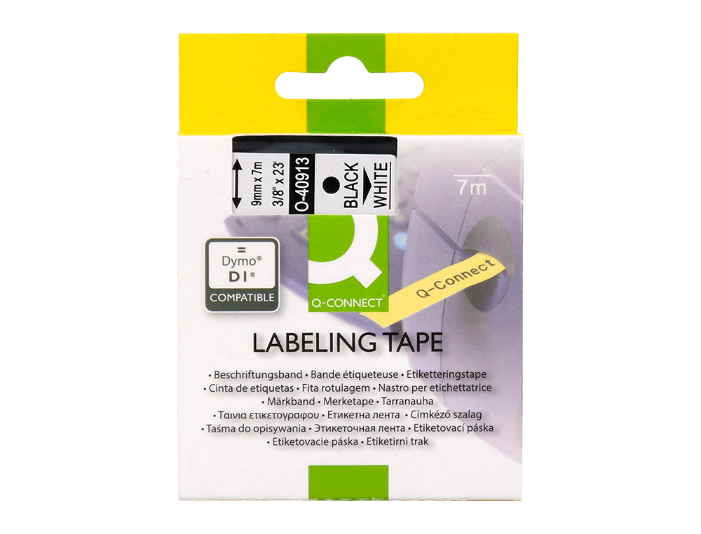 RUBAN TITREUSE Q-CONNECT 1000 NOIR-BLANC 9MM X 7MT D2       0-40913