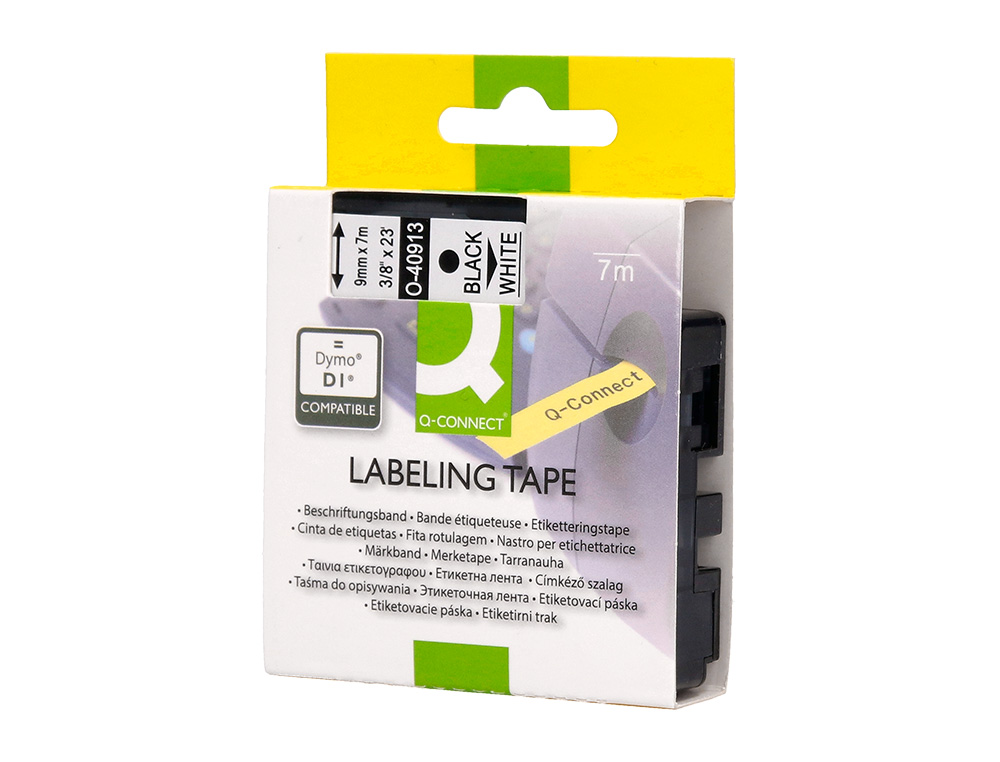 RUBAN TITREUSE Q-CONNECT 1000 NOIR-BLANC 9MM X 7MT D2       0-40913