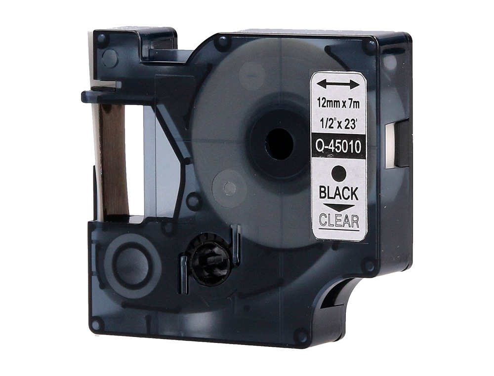 RUBAN Q-CONNECT NOIR-TRANSPARENT 12MM X 7MT   D1 0-45010