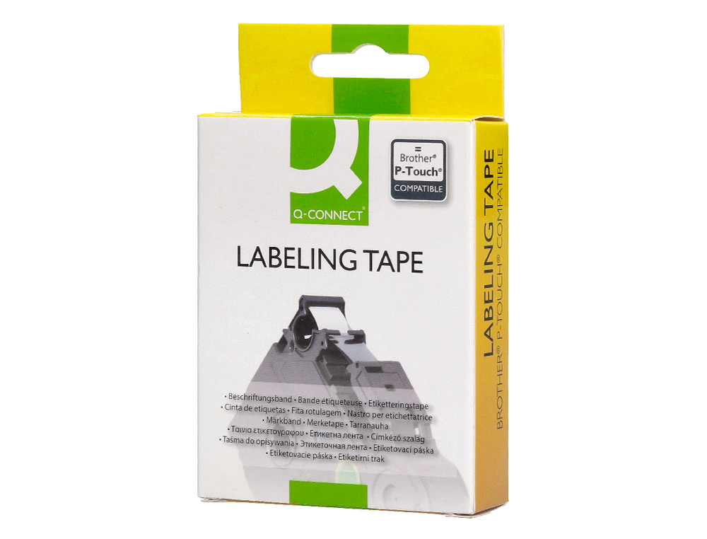 RUBAN TITREUSE Q-CONNECT TZE-211 BLANC-NOIR 6 MM X 8   MT OZE-211