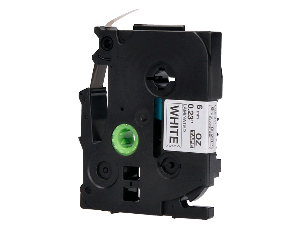 RUBAN TITREUSE Q-CONNECT TZE-211 BLANC-NOIR 6 MM X 8   MT OZE-211