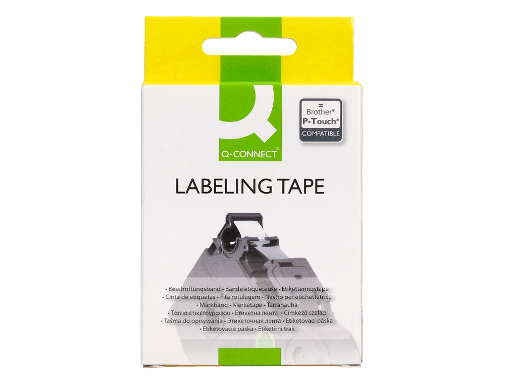RUBAN TITREUSE Q-CONNECT TZE-211 BLANC-NOIR 6 MM X 8   MT OZE-211