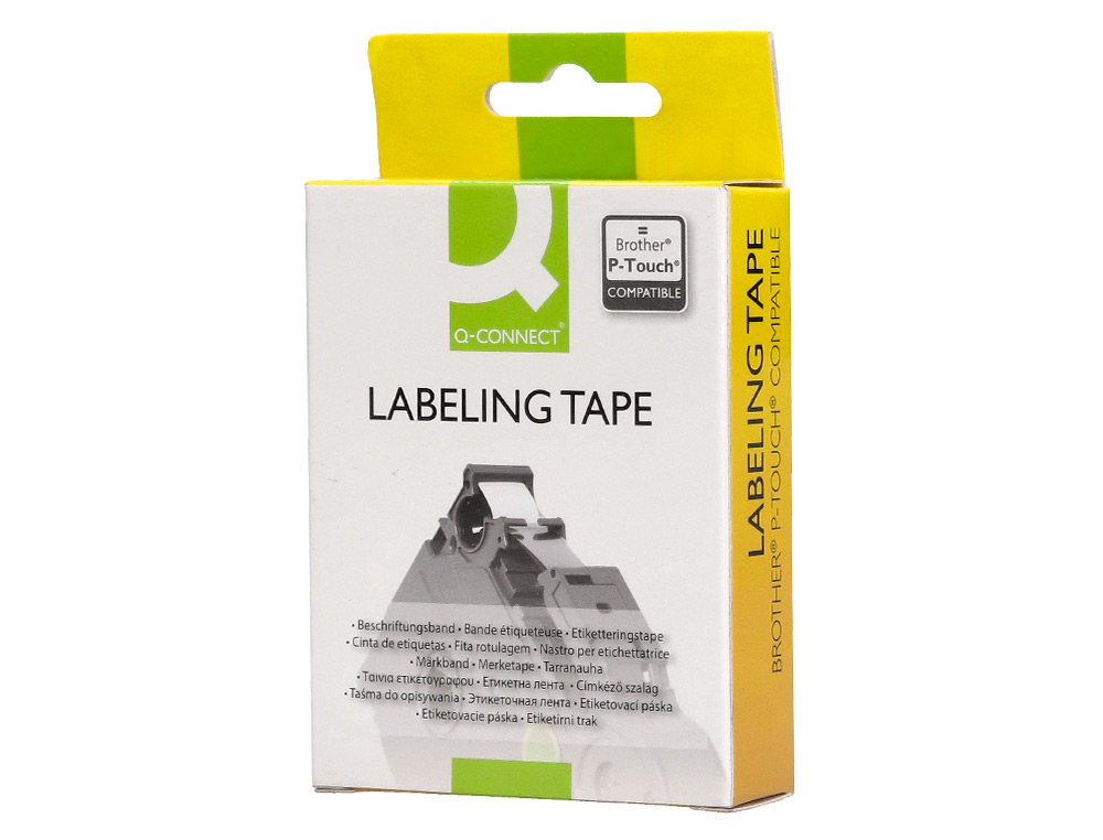 RUBAN TITREUSE Q-CONNECT TZE-631 JAUNE-NOIR 12 MM X 8 MT OZE-631