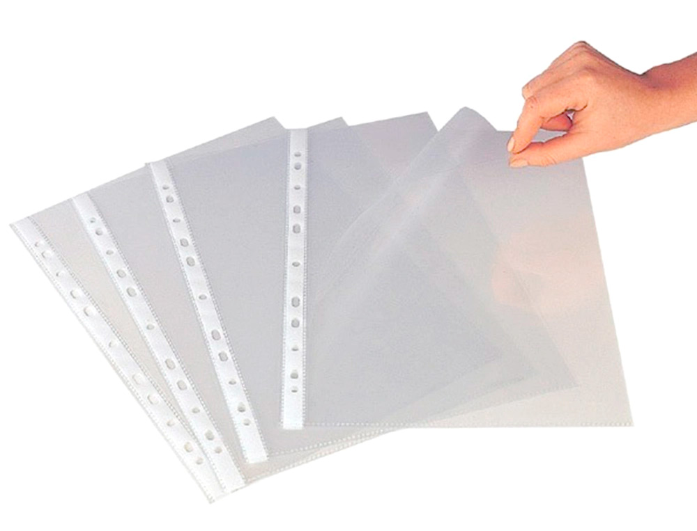 POCHETTE Q-CONNECT POLYPROPYLENE LISSE PERFOREE  DIN A4 80 MC CRISTAL BOITE    1400 UNITES