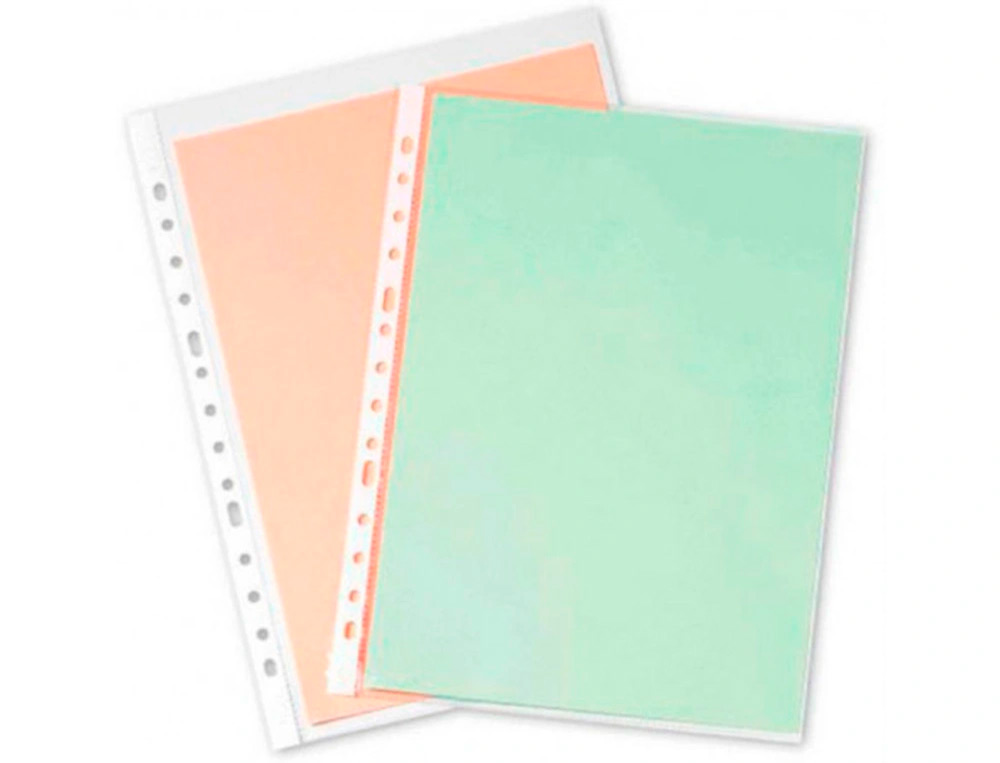 POCHETTE Q-CONNECT POLYPROPYLENE LISSE PERFOREE  DIN A4 80 MC CRISTAL BOITE    1400 UNITES