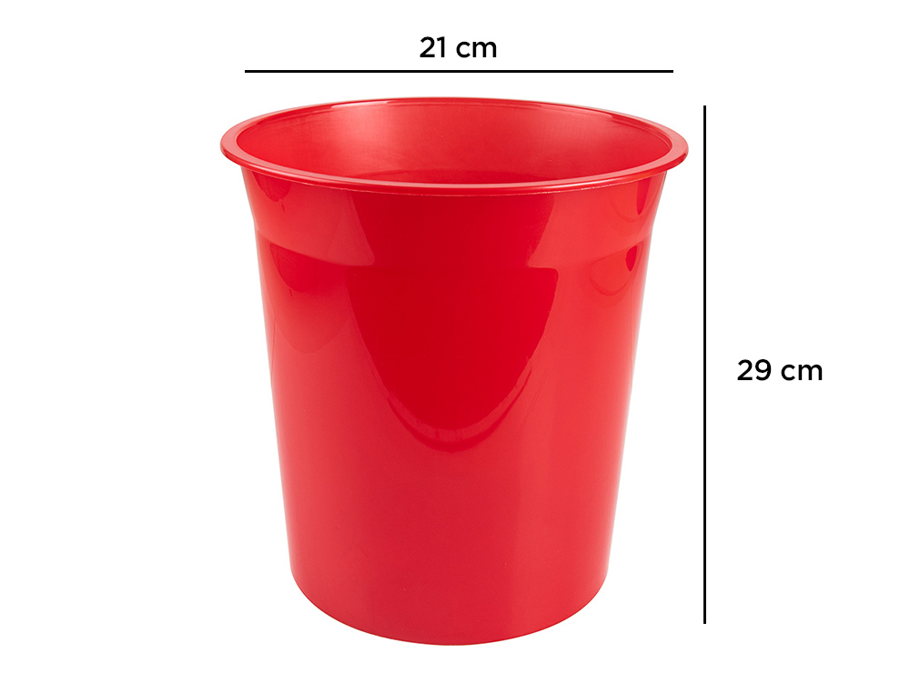 CORBEILLE PAPIER Q-CONNECT PLASTIQUE RESISTANT 13L       275X285MM COLORIS ROUGE       TRANSLUCIDE