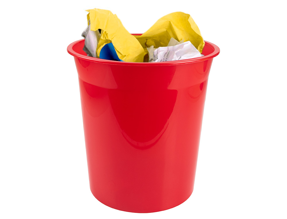 CORBEILLE PAPIER Q-CONNECT PLASTIQUE RESISTANT 13L       275X285MM COLORIS ROUGE       TRANSLUCIDE