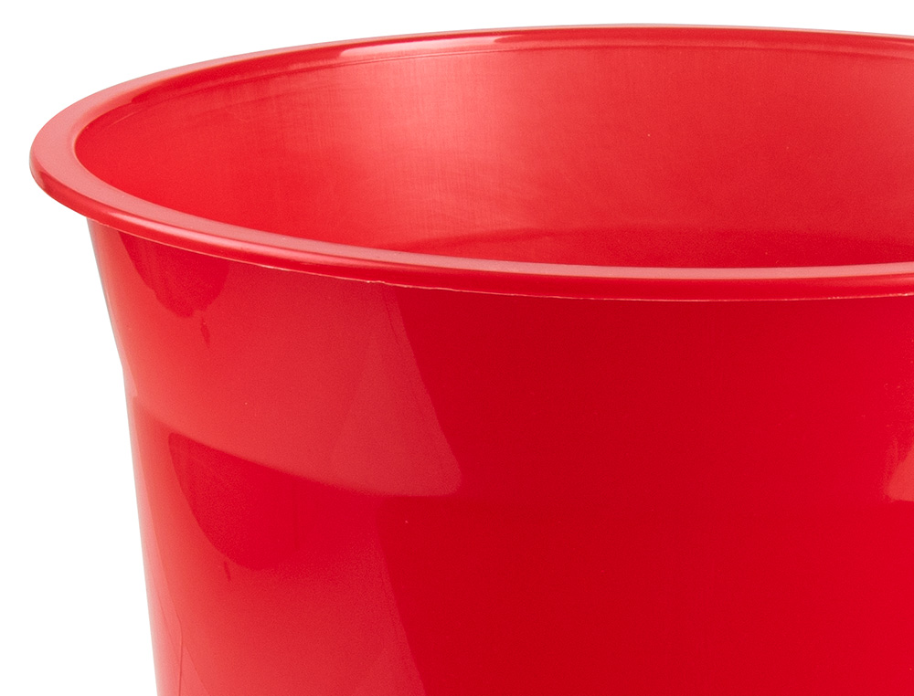 CORBEILLE PAPIER Q-CONNECT PLASTIQUE RESISTANT 13L       275X285MM COLORIS ROUGE       TRANSLUCIDE