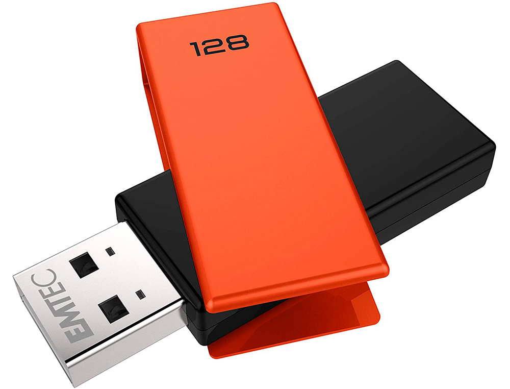 CLE USB EMTEC 2.0 C350 BRICK PIVOTANTE 128GB VITESSE       LECTURE 15MBS ECRITURE MB/S   COLORIS ORANGE