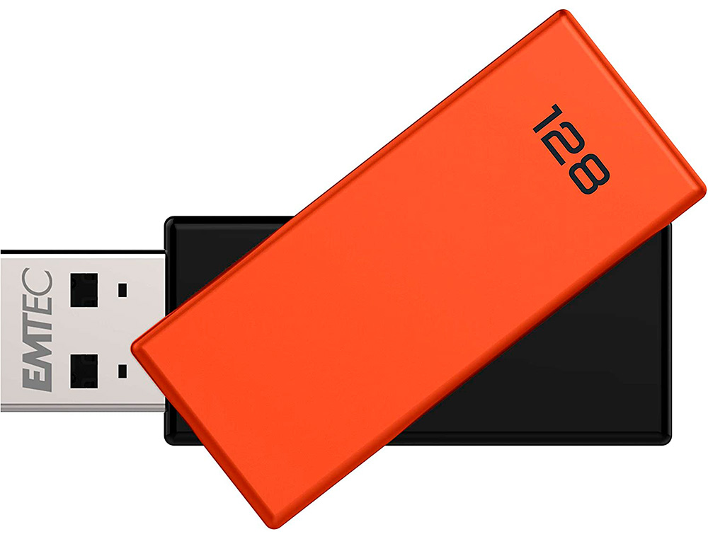 CLE USB EMTEC 2.0 C350 BRICK PIVOTANTE 128GB VITESSE       LECTURE 15MBS ECRITURE MB/S   COLORIS ORANGE