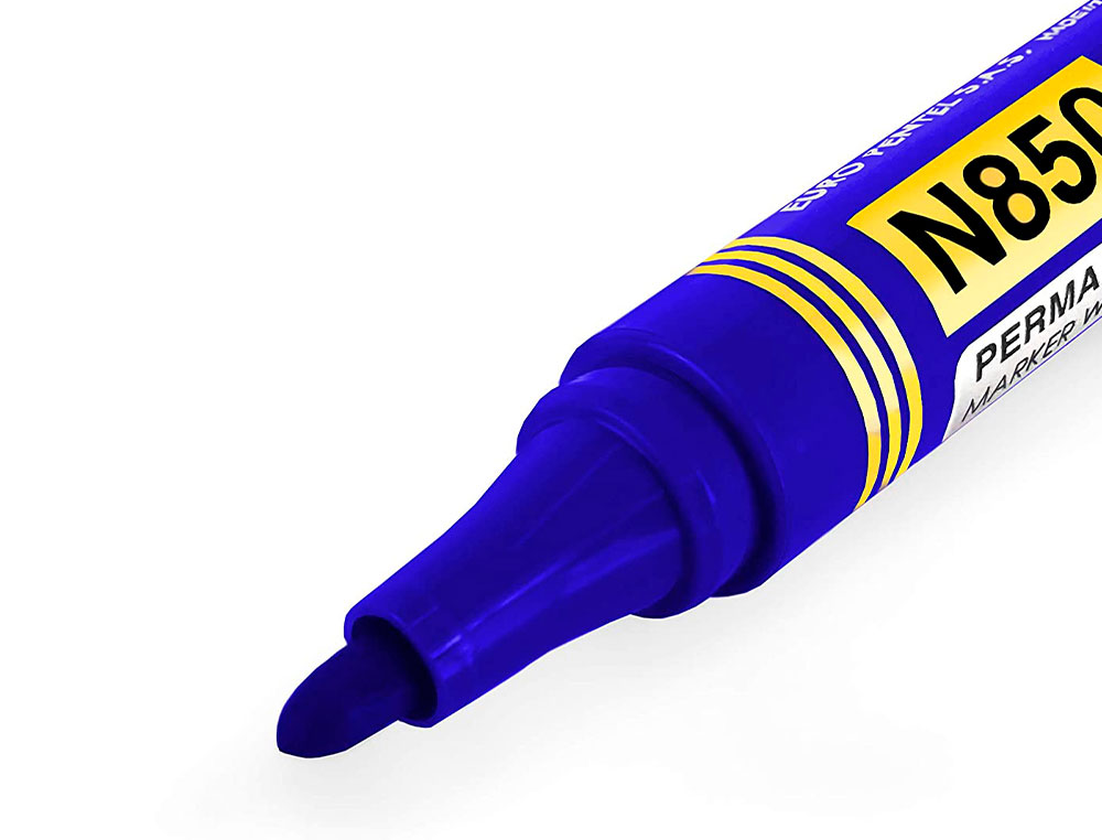 MARQUEUR PENTEL PERMANENT POINTE CONIQUE MOYENNE 4,20MM ENCRE INDELEBIBLE FAIBLE ODEURTOUS SUPPORTS COLORIS BLEU