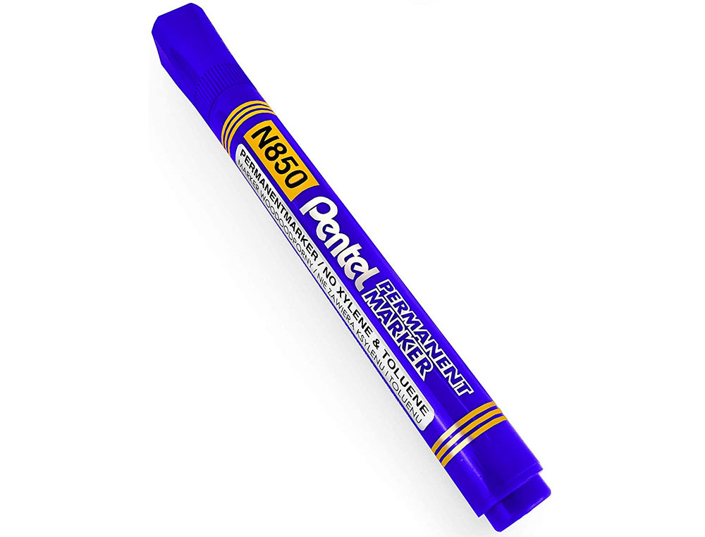 MARQUEUR PENTEL PERMANENT POINTE CONIQUE MOYENNE 4,20MM ENCRE INDELEBIBLE FAIBLE ODEURTOUS SUPPORTS COLORIS BLEU