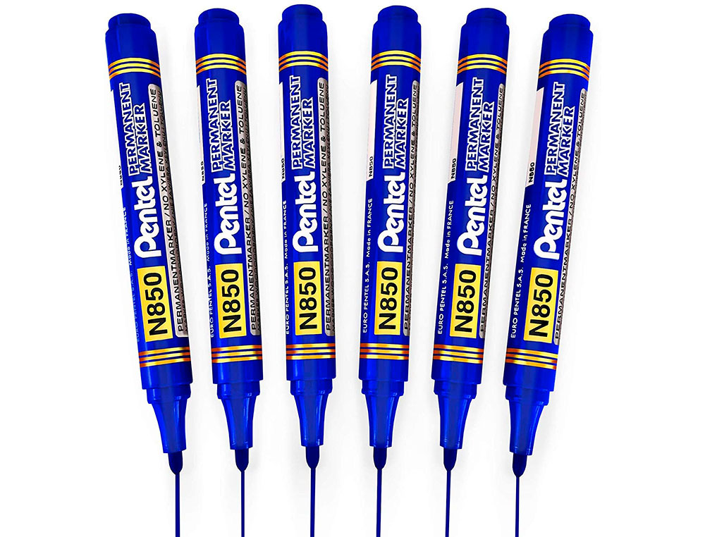 MARQUEUR PENTEL PERMANENT POINTE CONIQUE MOYENNE 4,20MM ENCRE INDELEBIBLE FAIBLE ODEURTOUS SUPPORTS COLORIS BLEU