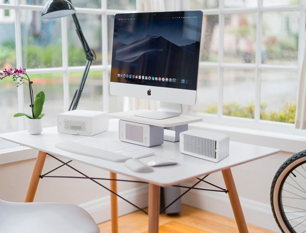 SUPPORT ECRAN KENSINGTON FRESHVIEW AVEC PURIFICATEUR D AIR SILENCIEUX BASE ACIER     ERGONOMIQUE CHARGE MAXIMALE