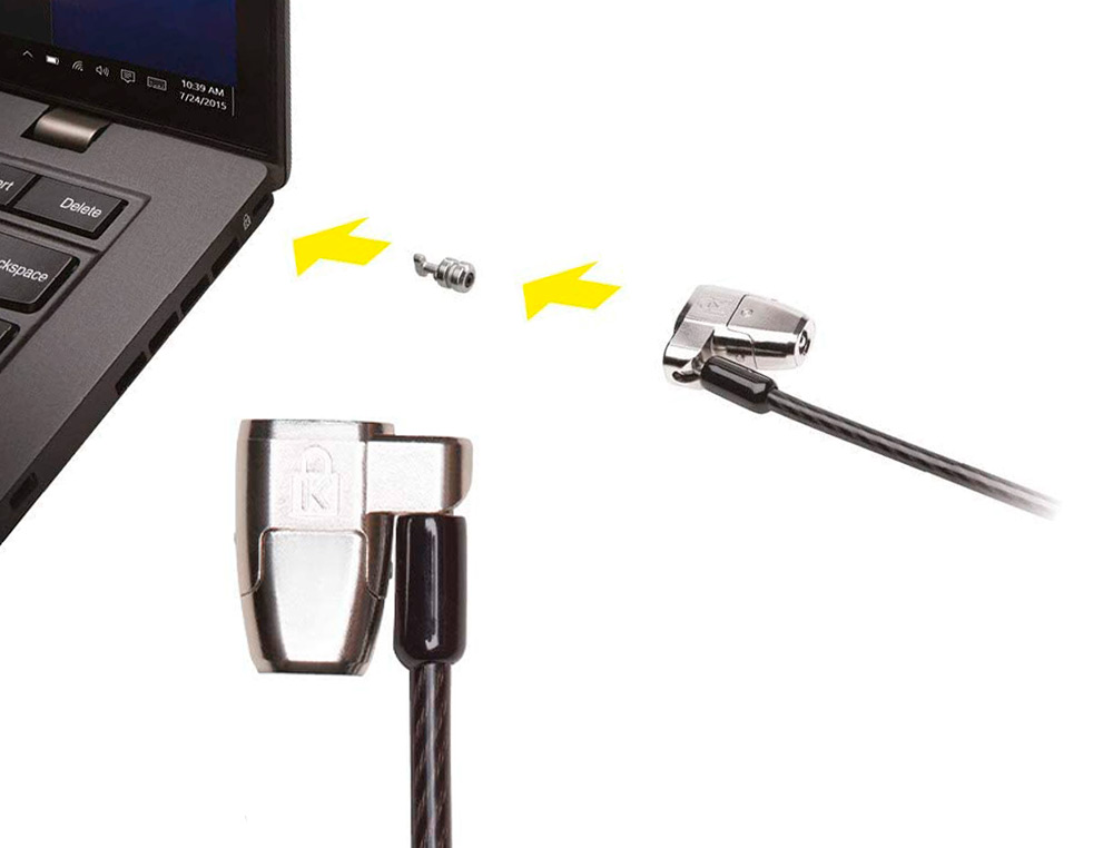 CABLE DE SECURITE KENGSINGTON MICROSAVER 2.0 ULTRA CLICKSAFE PIVOTANT ROTATIF RESISTANT TORSION CORROSION