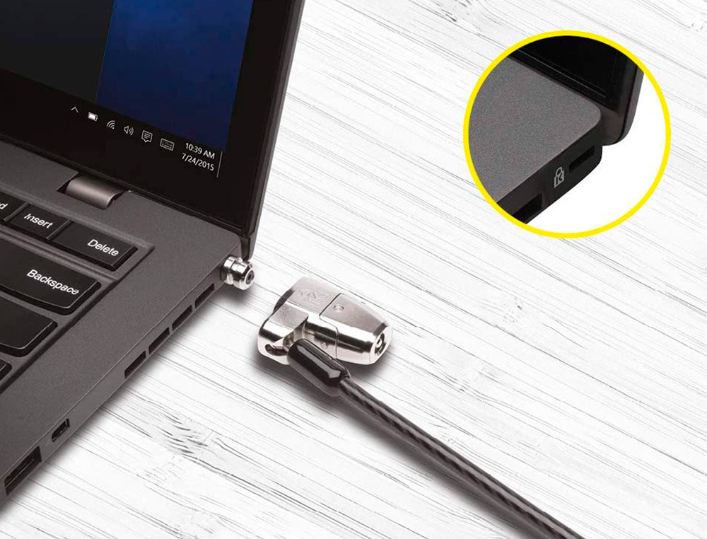 CABLE DE SECURITE KENGSINGTON MICROSAVER 2.0 ULTRA CLICKSAFE PIVOTANT ROTATIF RESISTANT TORSION CORROSION