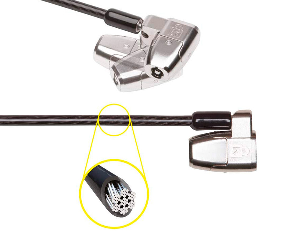 CABLE DE SECURITE KENGSINGTON MICROSAVER 2.0 ULTRA CLICKSAFE PIVOTANT ROTATIF RESISTANT TORSION CORROSION