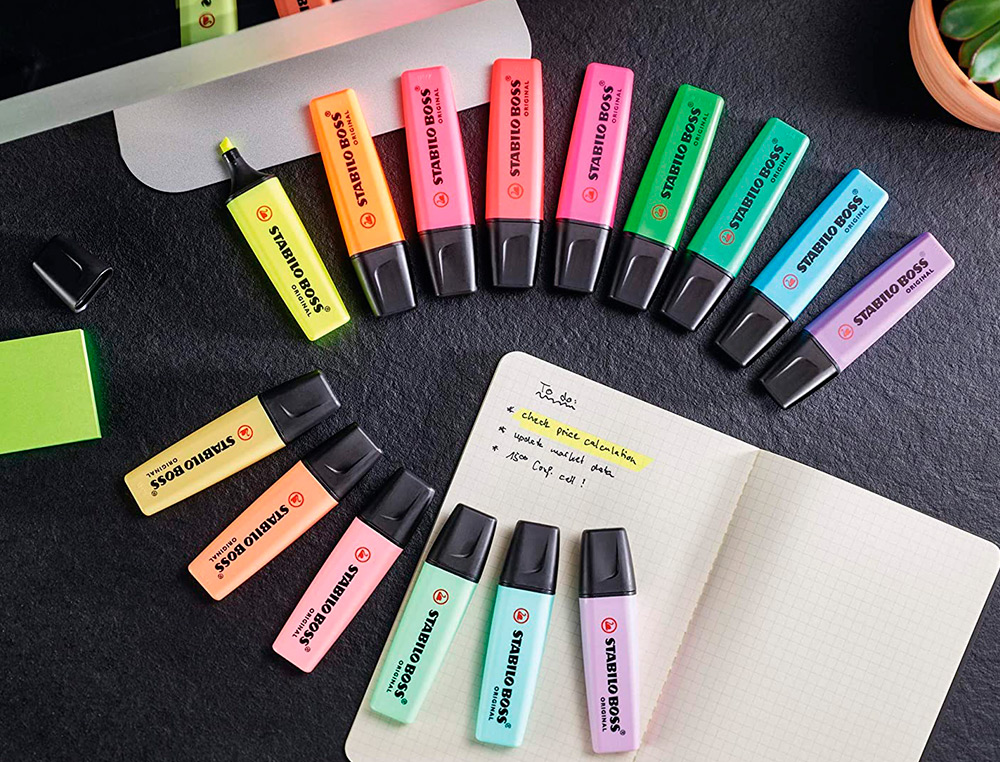 SURLIGNEUR STABILO BOSS ORIGINAL PASTEL ENCRE BASE    EAU POINTE BISEAUTEE LARGEUR  TRACE 2/5MM COLORIS MAUVE