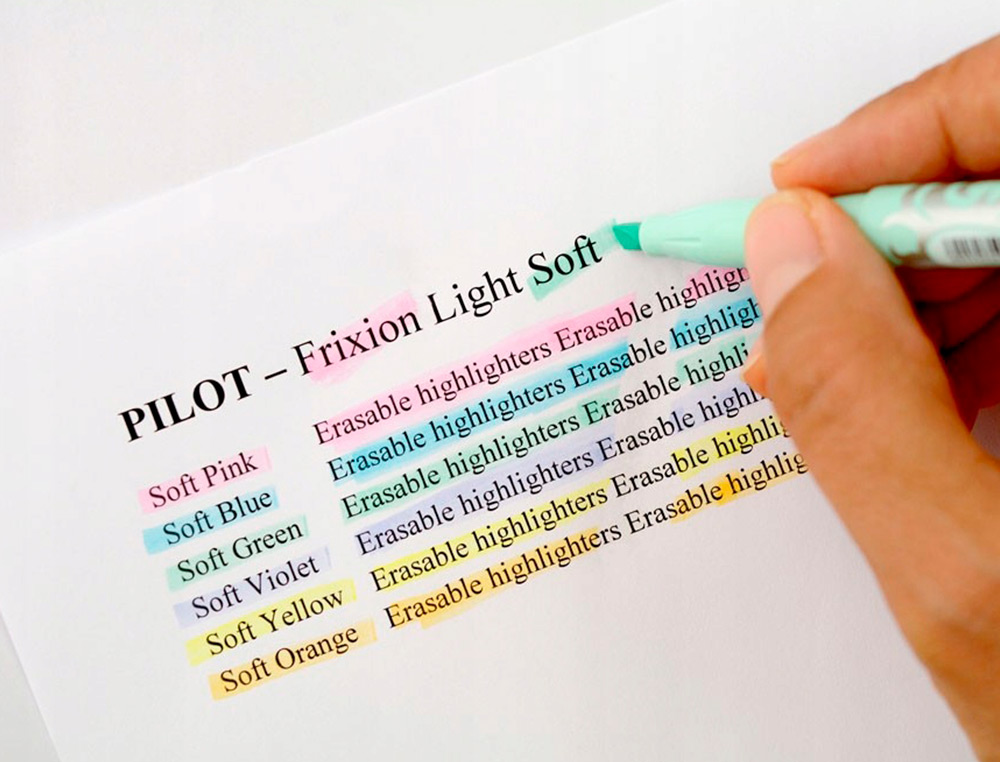SURLIGNEUR PILOT FRIXION LIGHT SOFT EFFACABLE POINTE   MOYENNE COLORIS JAUNE PASTEL