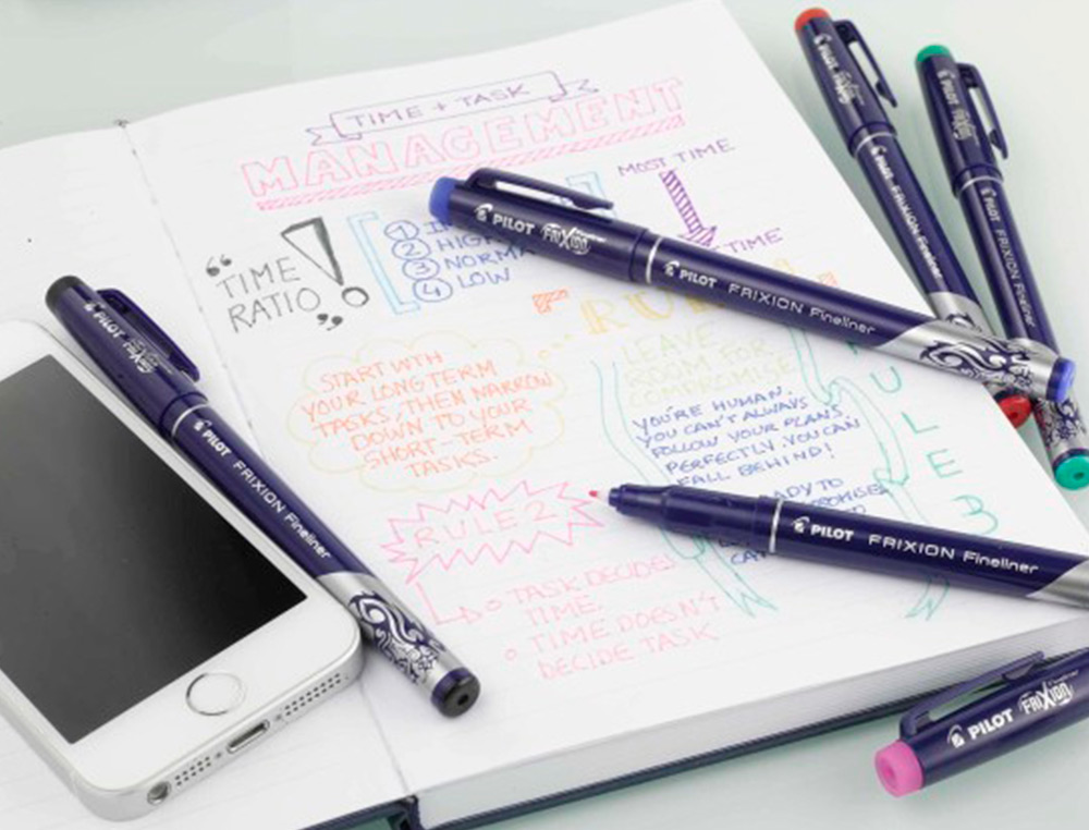 FEUTRE ECRITURE PILOT FRIXION FINELINER EFFACABLE POINTE    FINE BAGUEE COLORIS ROSE