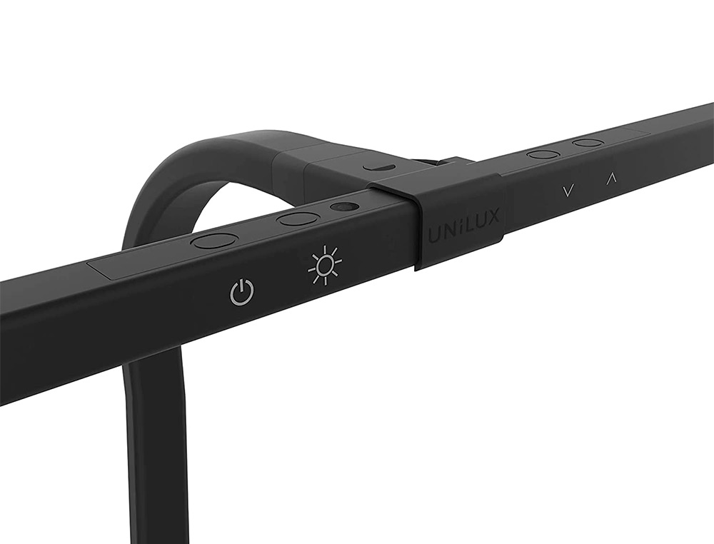 LAMPE DE BUREAU UNILUX LED STRATA ERGONOMIQUE BRAS       FLEXIBLE AVEC PINCE VARIATEUR INTENSITE 680 LUMEN COLORIS