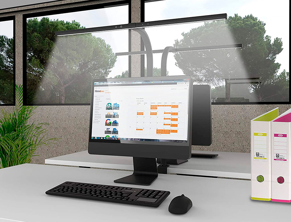 LAMPE DE BUREAU UNILUX LED STRATA ERGONOMIQUE BRAS       FLEXIBLE AVEC PINCE VARIATEUR INTENSITE 680 LUMEN COLORIS