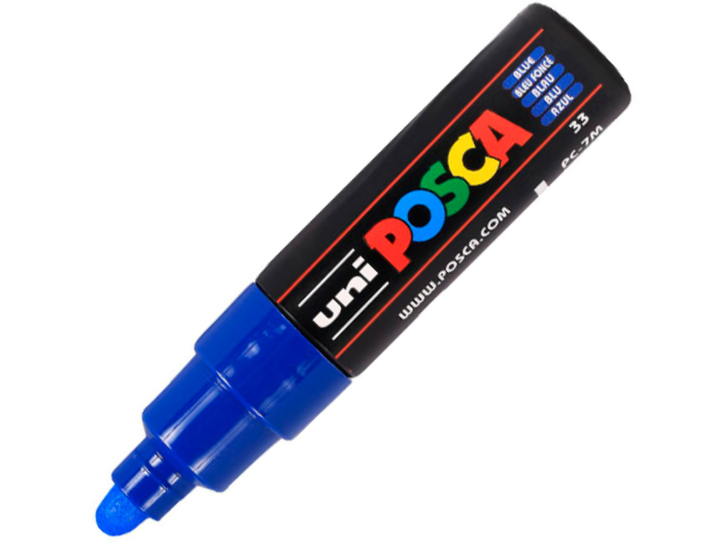 MARQUEUR PEINTURE POSCA PC7M POINTE LARGE CONIQUE ENCRE INODORE COUVRANTE MISCIBLE TOUS SUPPORTS COLORIS BLEU